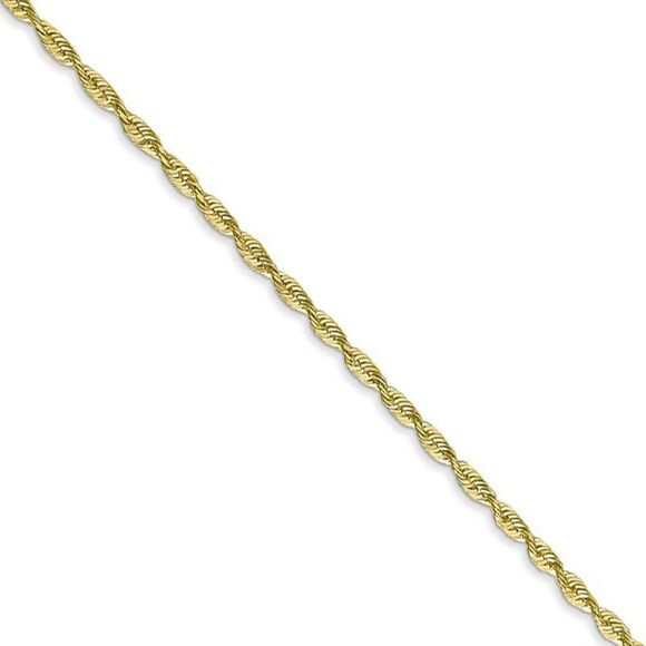 1.8mm 10k Yellow Gold Diamond Cut Hollow Rope Chain Necklace 24 Inch